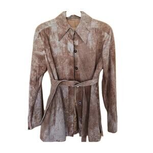 Vintage Brown Leather Jacket With Belt Euro 38 Friitala Made In Finland Size M